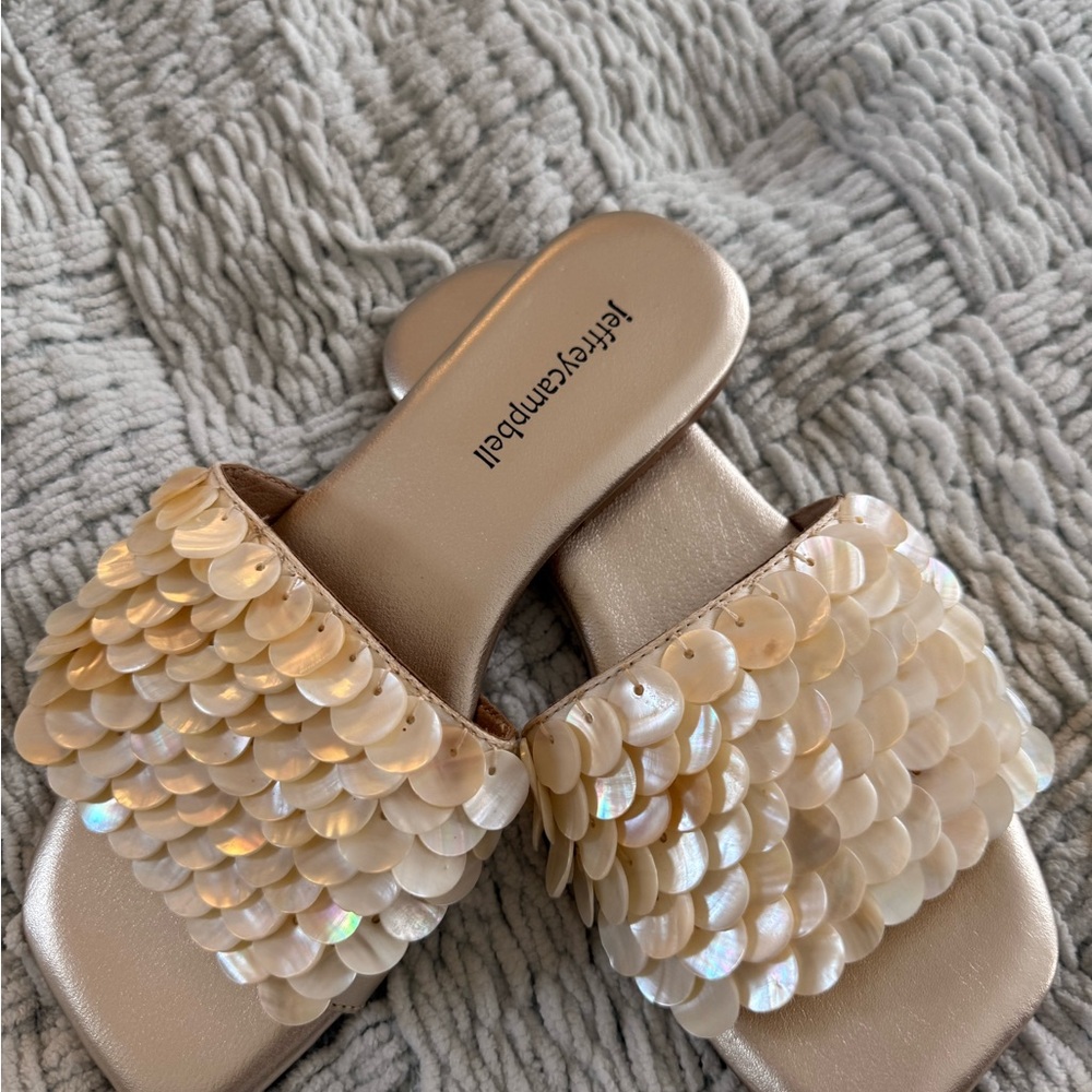 Jeffrey Campbell Cream Sequin Women's Sandals